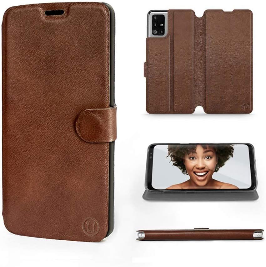 Mobiwear | Echt Lederhülle | Kompatibel mit Samsung Galaxy M51, Made in EU handyhülle, Slim Leather