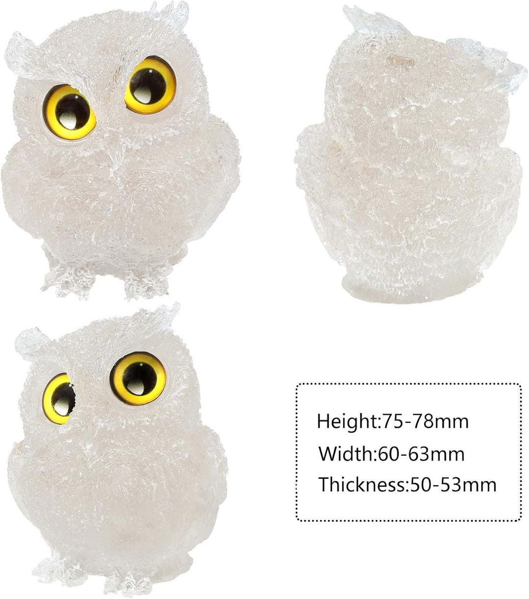KYEYGWO Bergkristall Nette Kristall Eule Figur Ornamente, Mini Stein Käuzchen Statuen Harz Tier Skul