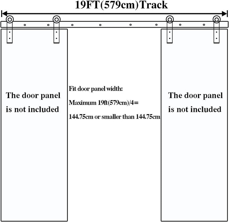 LWZH 19FT/579cm Schiebetuerbeschlag Set Sliding Barn Door Hardware Kit für Doppeltür Scheunentore,Sc