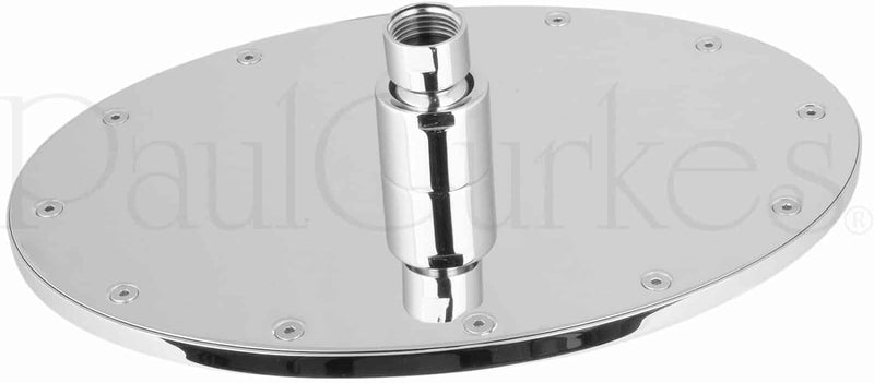 PaulGurkes Duschkopf Regenbrause oval 25x17 cm massiv Messing verchromt mit Wandarm Regendusche Brau