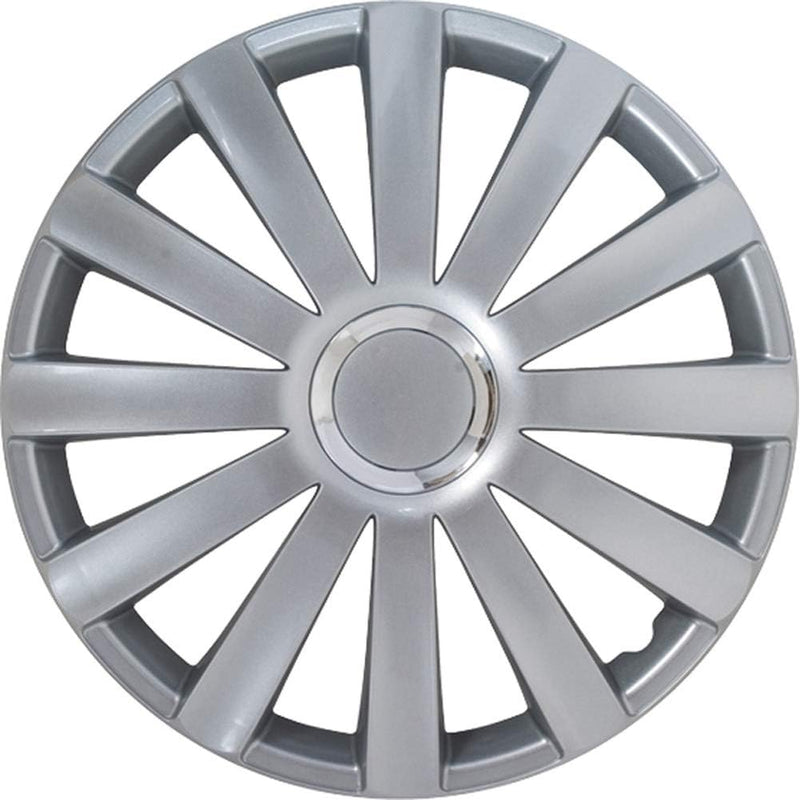 AUTO-STYLE Satz Radzierblenden Spyder 15-Zoll Silber + Chrom Ringe 15-inch Silber + Chrom Ringe, 15-