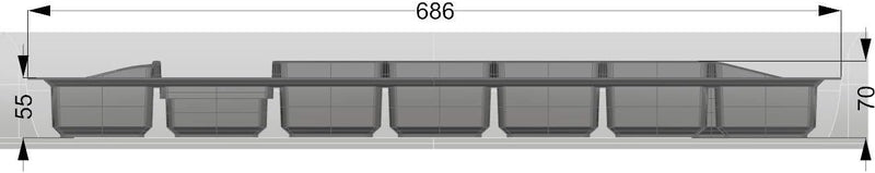 Generic Lana Solution Besteckeinsatz für 80er Schublade, 473,5 mm x 686 mm, anthrazit