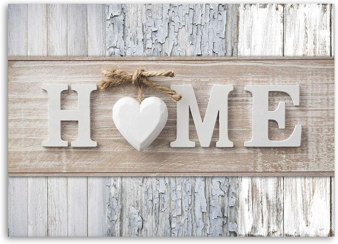 Wandbild XXL Home 120x80 cm Deko Kunst Bilder Wanddekoration Herz Wohnung Grau M15868 120x80 cm, M15