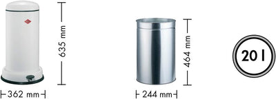 Wesco 134 531-73 Baseboy Abfallsammler m.Dämpfer, Rostfreier Stahl, 20 liters, H: 63,5cm x Ø36,2cm S