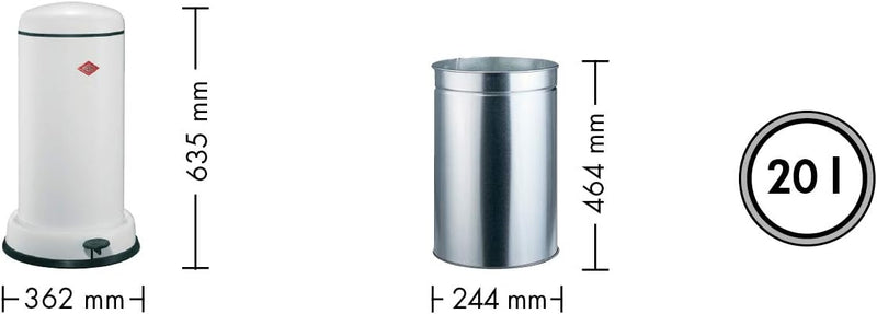 Wesco 134 531-73 Baseboy Abfallsammler m.Dämpfer, Rostfreier Stahl, 20 liters, H: 63,5cm x Ø36,2cm S