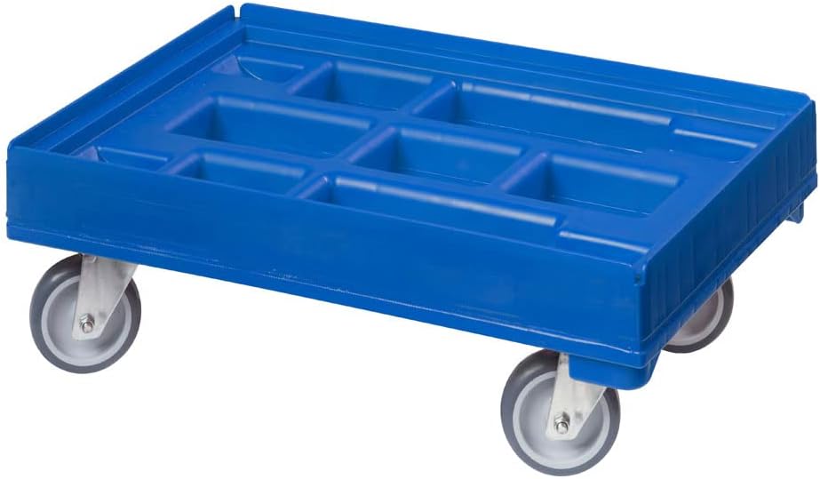 4 Stück Hygiene Transportroller für Kisten 60 x 40 cm mit 4 Lenkrollen in blau