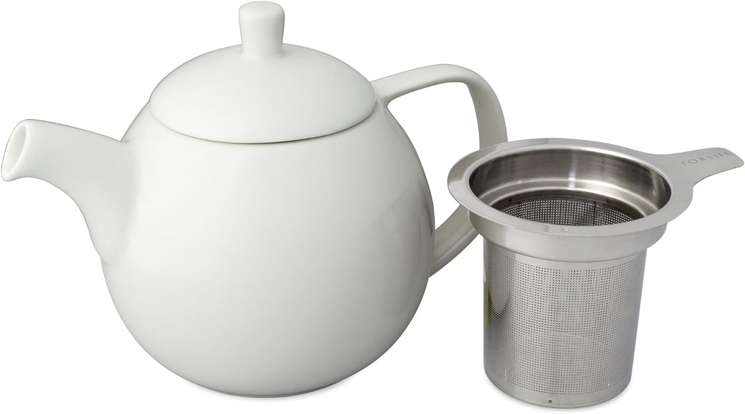 FORLIFE Curve Teekanne mit Teesieb, 625 ml 24-Ounce / 710 ml weiss, Weiss