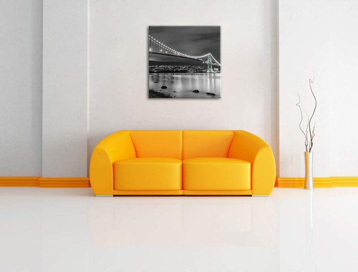 Pixxprint Lions Gate Bridge in Vancouver als Leinwandbild Quadratisch/Grösse: 70x70 / Wandbild/Kunst