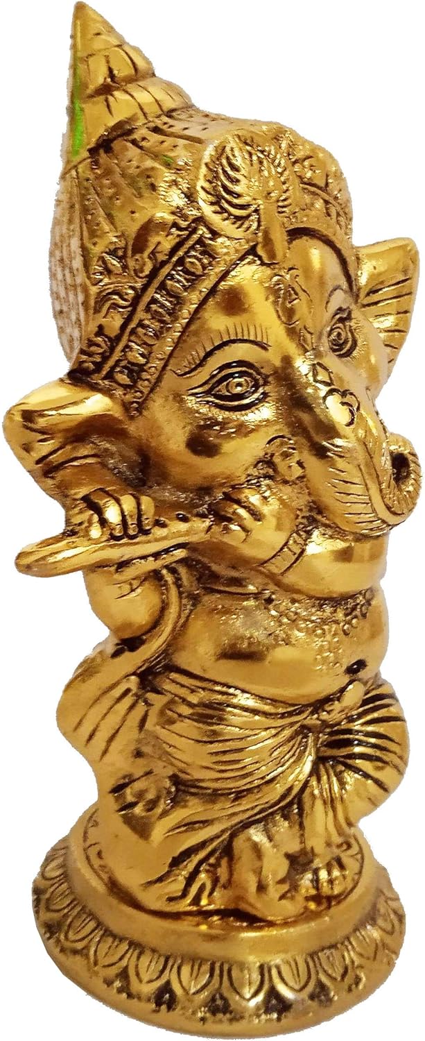 Purpledip Metallstatue Ganesha Ganapti Spielflöte (12267)