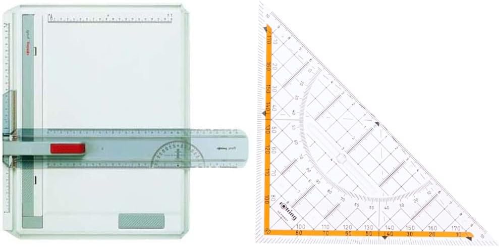 rOtring Profil-A4-Zeichenbrett & Centro-Geometrie-Dreieck mit Griff (gross, 23 cm)