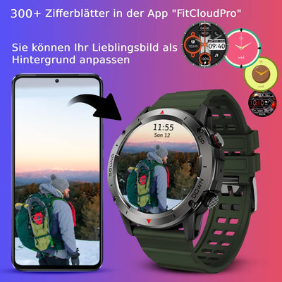 Deunis X9 Smartwatch mit Telefonfunktion 1,39 Zoll für Herren kompatibel mit Android iOS, Schlafmoni