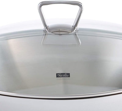 Fissler Kunming / Edelstahl-Wok (Ø 36 cm) grosse Wok-Pfanne unbeschichtet,Asiapfanne mit Glas-Deckel
