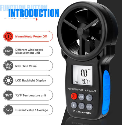 Digitaler Windmesser mit APP, Windmesser Handheld Windgeschwindigkeitsmesser mit APP-Datenlesung,dra