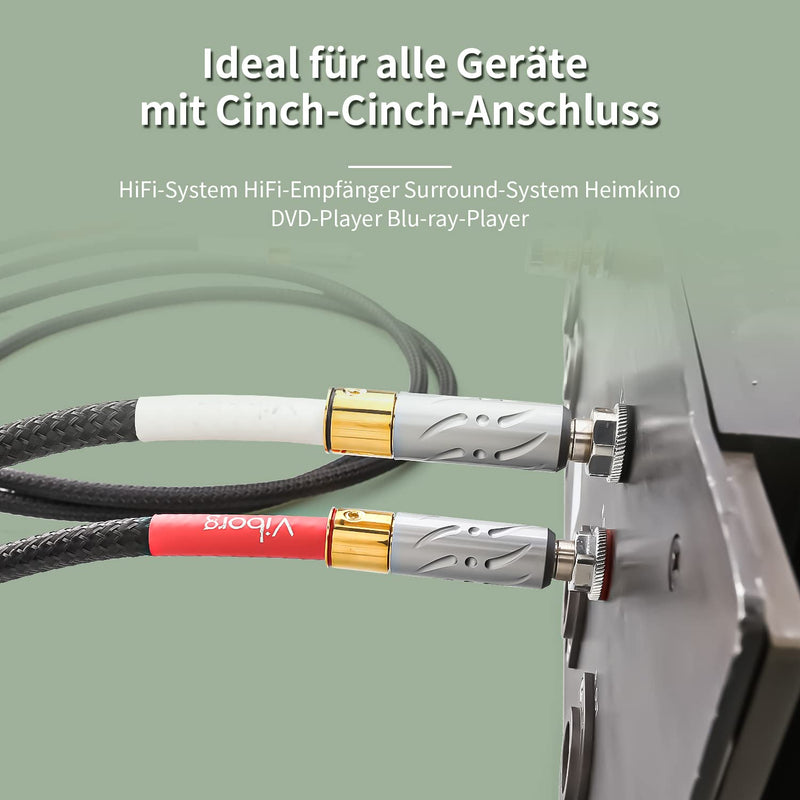 Brollitest Hifi Cinch Kabel High End 1.5m, 100% Reines Kupfer Stereo Audio Cinch Kabel (1.5M/4,92 FT