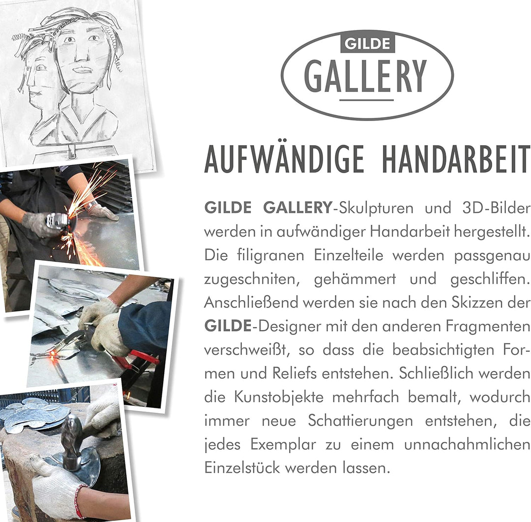 GILDE Gallery Bild - Kunstobjekt - Leuchtturm - handgefertigte Metallkunst auf Holz 100 x 75