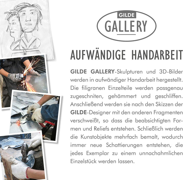 GILDE Gallery Bild - Kunstobjekt - Leuchtturm - handgefertigte Metallkunst auf Holz 100 x 75