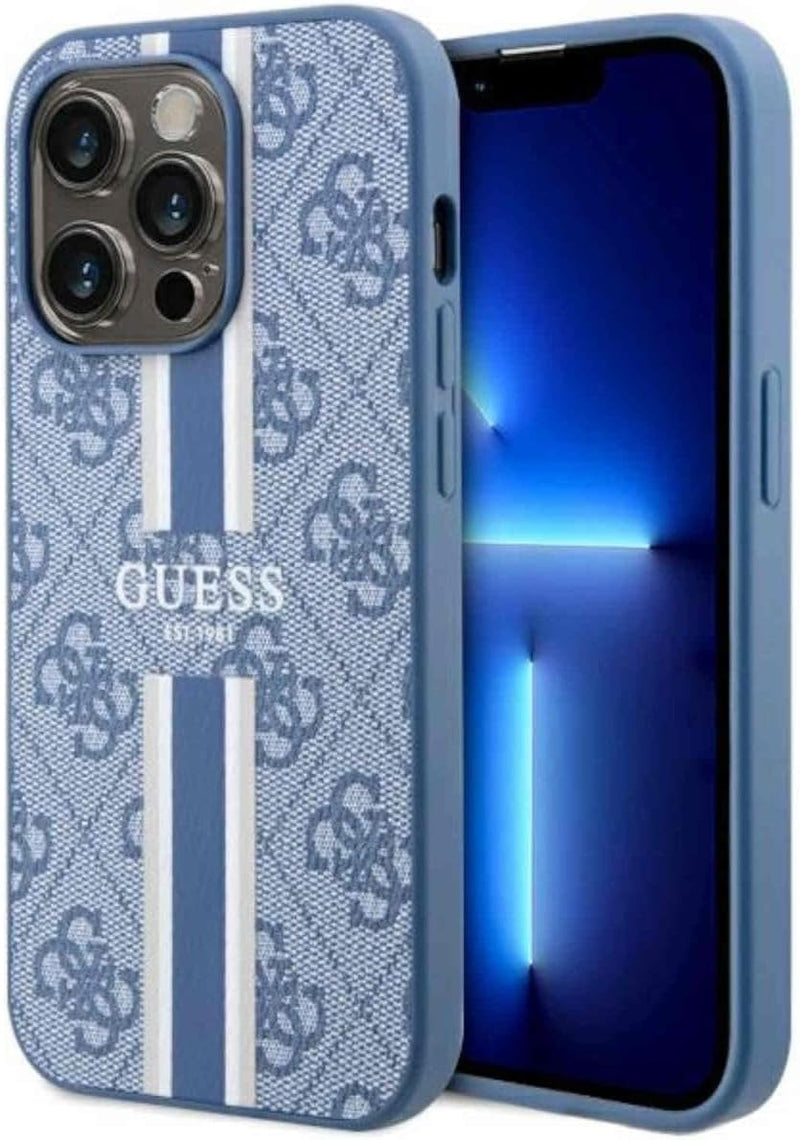 Guess GUHMP14XP4RPSB Hülle für iPhone 14 Pro Max 6.7" Blau hardcase 4G Printed Stripes