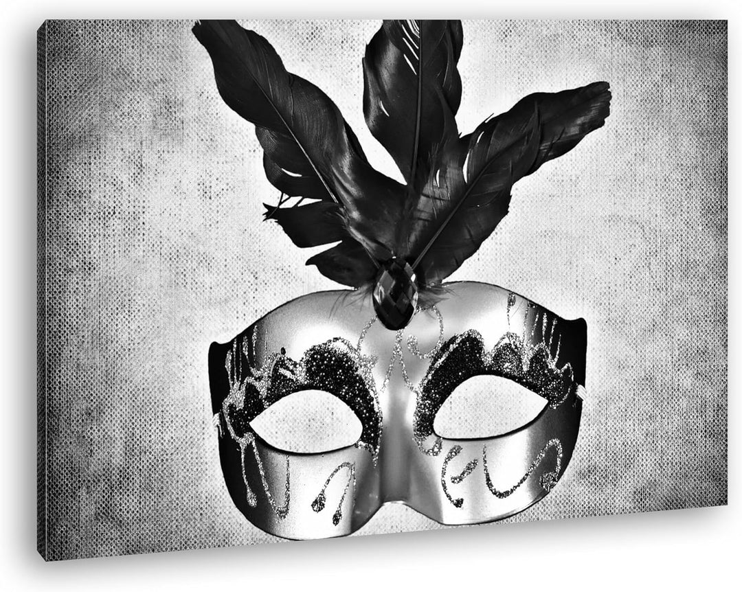 deyoli Karnevals Maske Format: 80x60 Effekt: Schwarz/Weiss als Leinwand, Motiv fertig gerahmt auf Ec