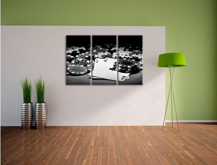 Pixxprint Spielkarten als Leinwandbild | Grösse: 3 Teilig (120x80) | Wandbild| Kunstdruck | fertig b