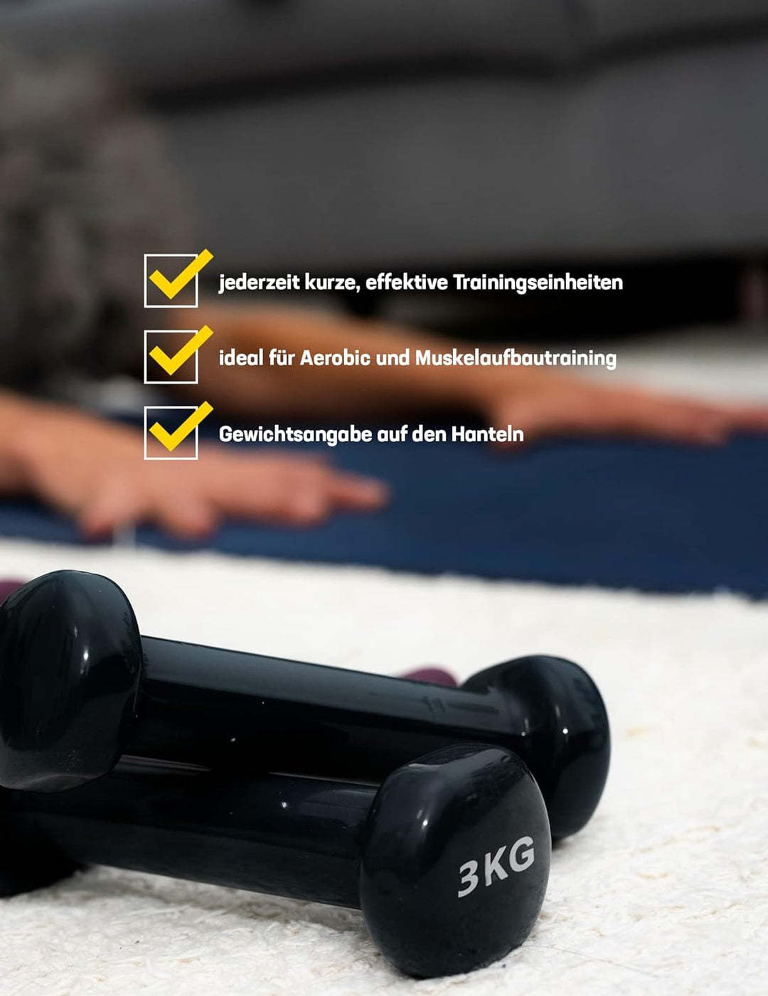 SPORTINATOR Hantel 2er-Set 1, 2, 3 oder 5 kg Hantelset, schwarz fürs Homegym, Studio oder zu Hause i