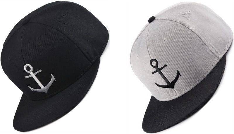 Bexxwell Snapback Cap grau/schwarz mit Anker (optimale Passform, Kappe, Black, Grey, Gray, Anchor, U