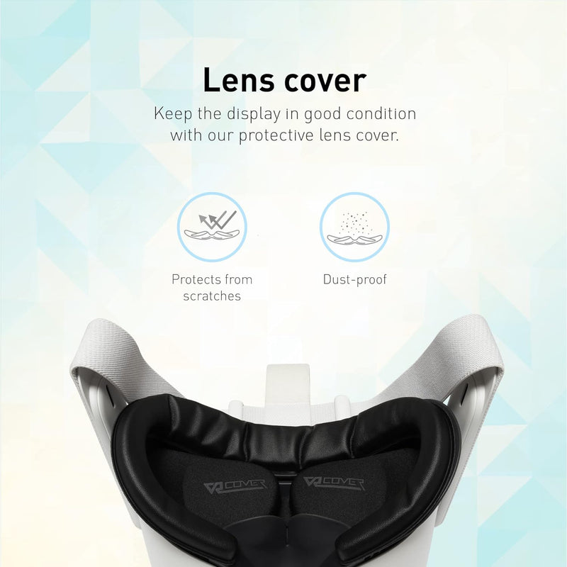 VR Cover Fitness Facial Interface and Foam Comfort Set with XL Spacer for Oculus/Meta Quest 2 (Dark