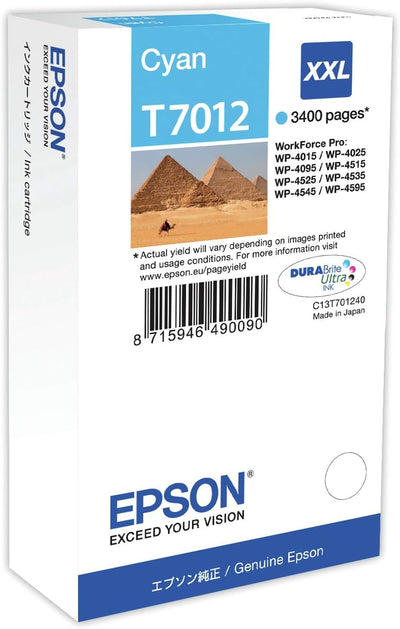 Epson WP4000 / 4500 Series Ink Cartridge XXL Cyan 3.4k, cyan