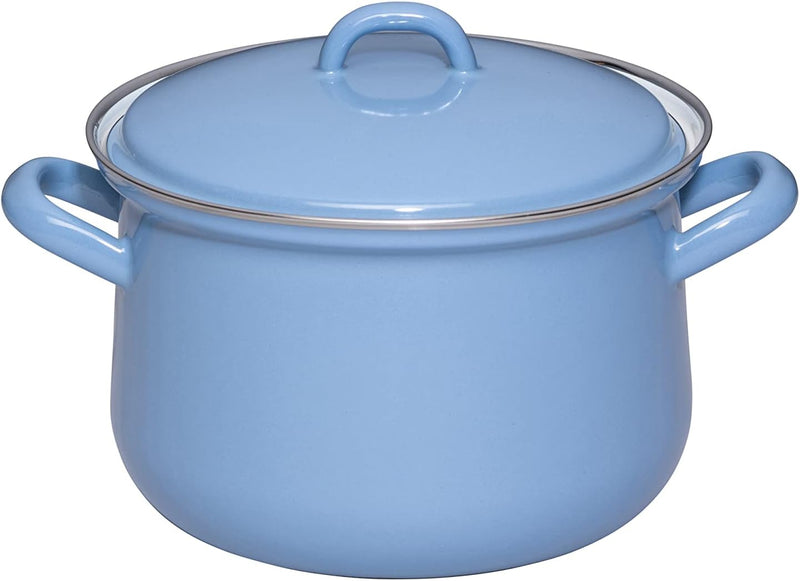 Riess, 0607-128, Fleischtopf mit Deckel 18cm, 2.5L, Emaille, CLASSIC Edition NATURE BLUE MEDIUM, 1,4