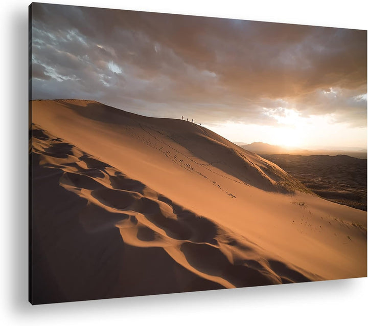 Sanddüne in der Wüste Format: 100x70 als Leinwandbild, Motiv fertig gerahmt auf Echtholzrahmen, Hoch