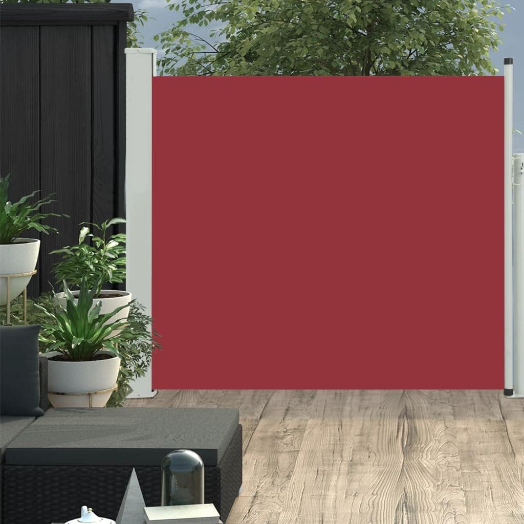 FIRBNUS Ausziehbare Seitenmarkise 100x300 cm Rot Sichtschutz Balkon Sichtschutz Garten Sonnenschutz