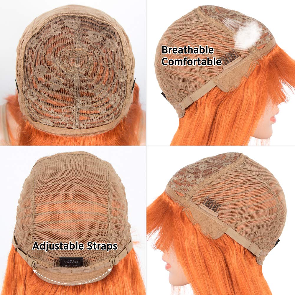 DÉBUT Echthaar perücke für schwarze Frauen Glatte Perücke mit Pony 10A unverarbeitetes brasilianisch