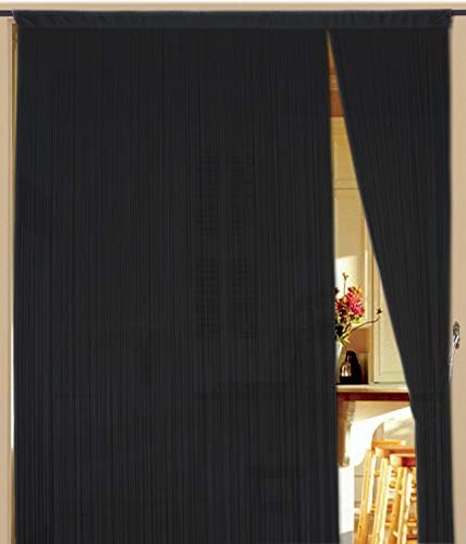 Kaikoon Fadenvorhang Vorhang Fadenstore Fadengardine Messe 150 cm x 400 cm schwarz Neu