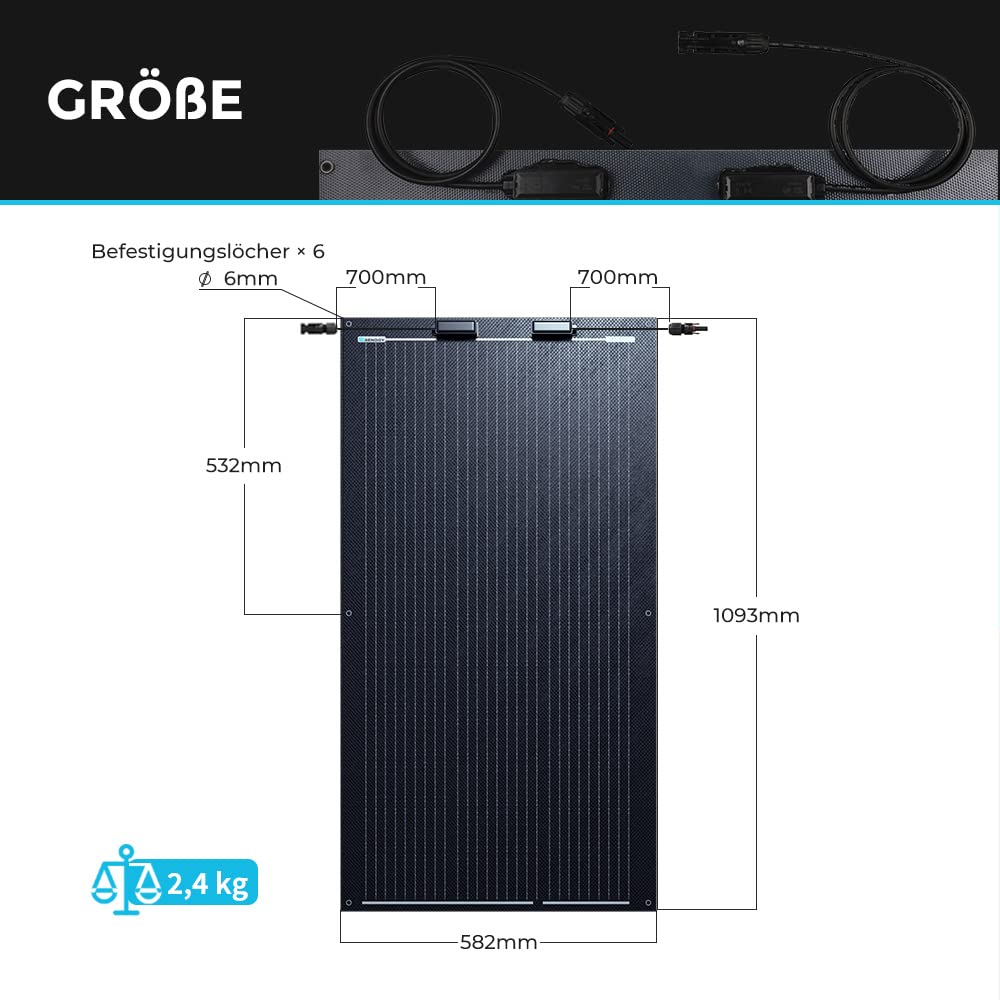 Renogy 100W 12V Flexibles Monokristallines Solarpanel Solarmodul Solarzelle Photovoltaik Schwarz für