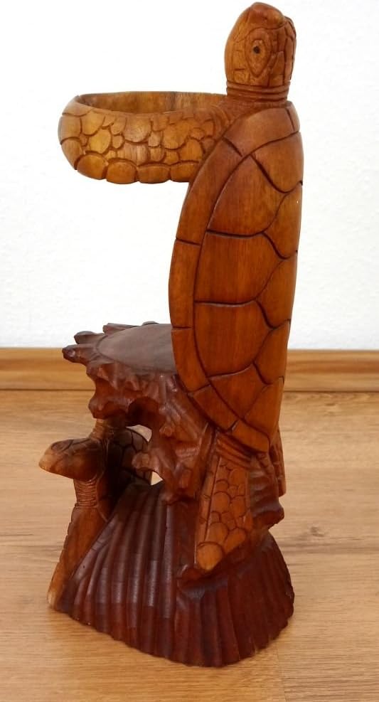 livasia Weinflaschenhalter Bali, Schildkröte stehend, Flaschenständer, Flaschenhalter (Handarbeit)