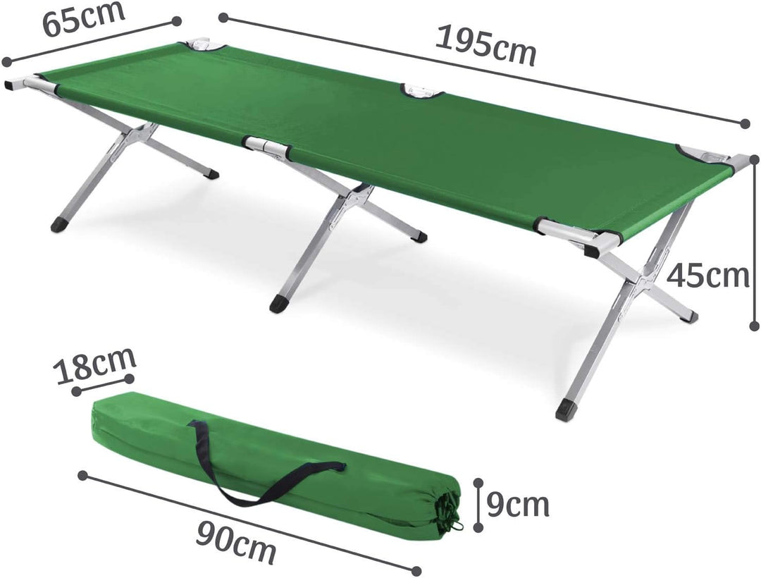 GOODS+GADGETS Faltbares Army Feldbett aus Aluminium - klappbares Campingbett & Gästebett Grün, Grün