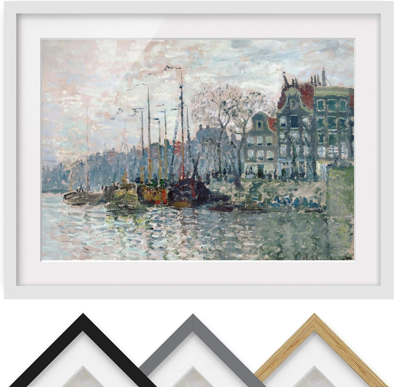 Bild mit Rahmen - Claude Monet - Kromme Waal Amsterdam - Farbe Weiss, 40 x 55cm 40cm x 55cm Weiss, 4