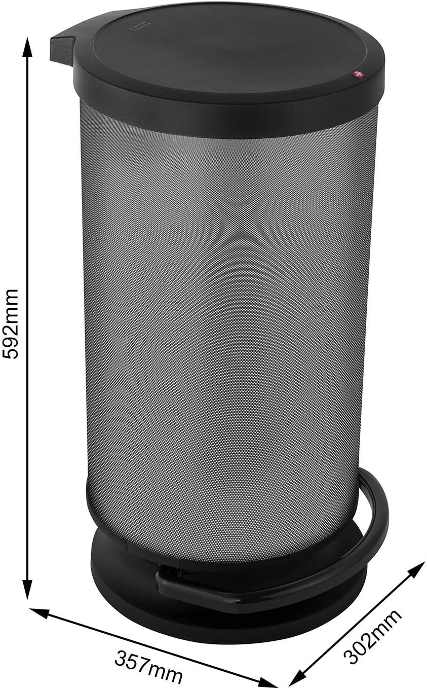 Rotho Paso Mülleimer 30l mit Deckel, Kunststoff (PP), carbon, 30l Carbon Metallic 30 Liter, Carbon M