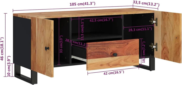 Tidyard TV Schrank Lowboard Fernsehschrank TV Tisch Beistellschrank HiFi-Schrank Massivholz Akazie &