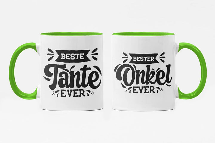 Trendation - Tante und Onkel Geschenk Tasse Set Kaffeetassen Geschenke Weihnachten (Grün), Grün