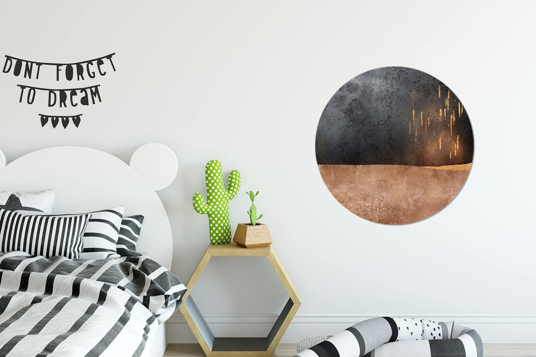 MuchoWow Wandbild Rund Wanddeko Deko Wohnzimmer Bilder 60x60 cm Abstrakt - Gold - Design, 60x60 cm
