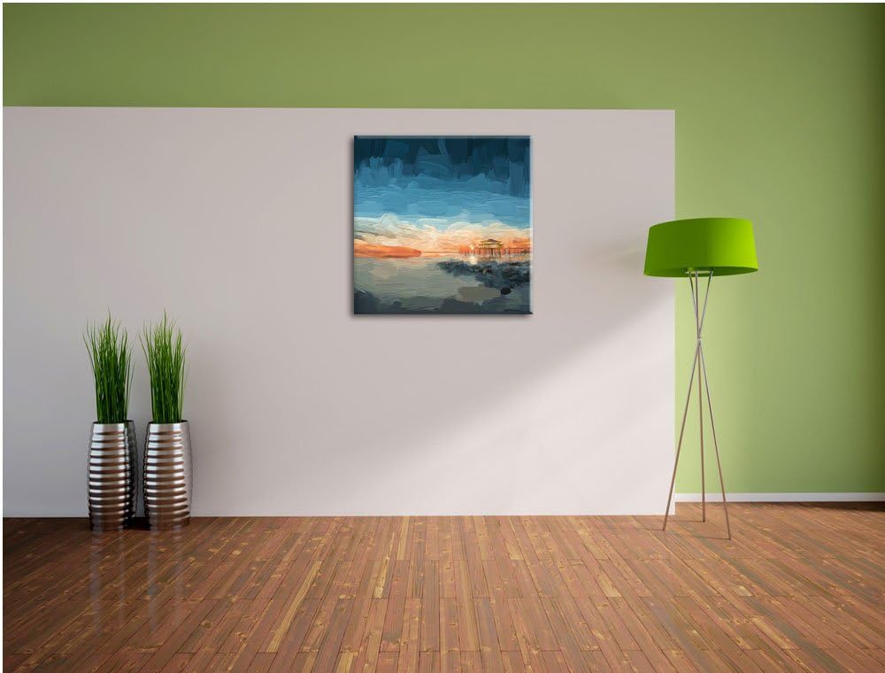 Pixxprint Timmendorfer Strand als Leinwandbild/Grösse: 70x70 cm/Wandbild/Kunstdruck/fertig bespannt,
