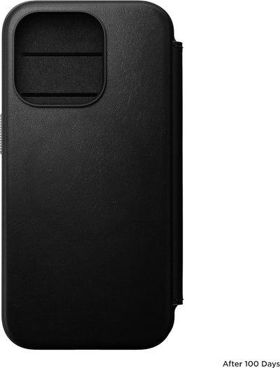 Nomad Moderne Lederhülle für iPhone 15 Pro – Mag Safe Wireless Charging Leder Wallet Case, 3 Kartenf