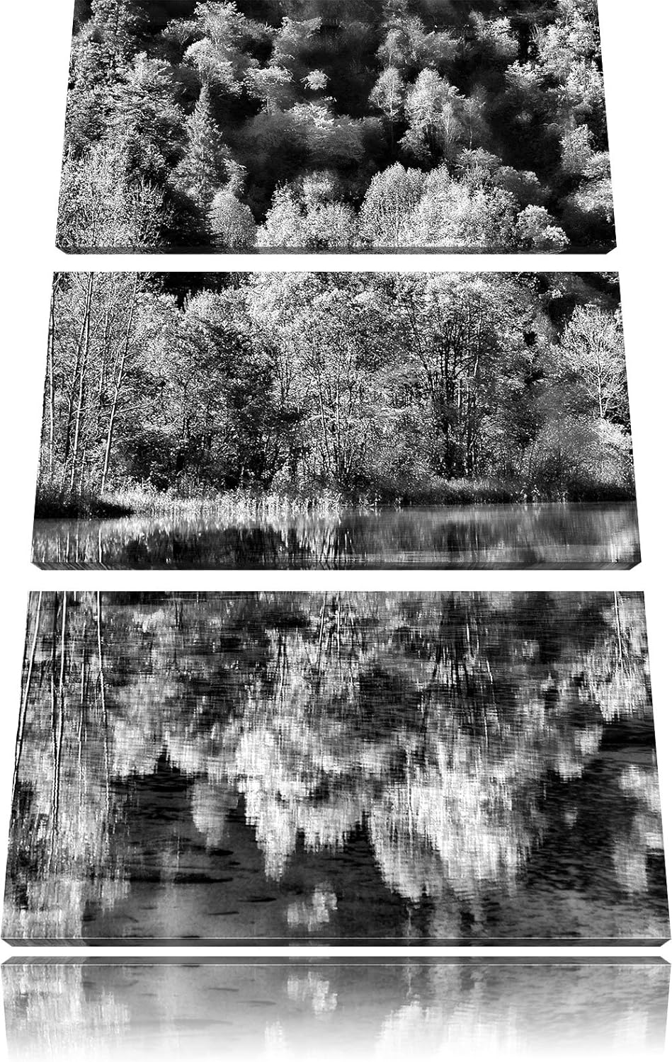 Pixxprint herbstlicher Wald am See als Leinwandbild/Grösse: 3 Teilig (120x80) cm/Wandbild/Kunstdruck
