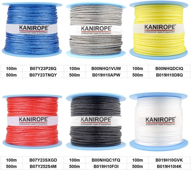 Kanirope® Dyneema Seil PRO 1mm 100m Silber 12-fach geflochten SK78 verstreckt beschichtet, 100m Silb