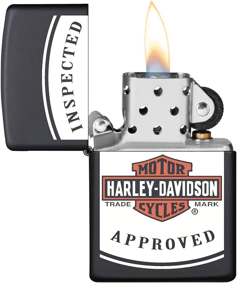 ZIPPO – Sturmfeuerzeug, Harley Davidson Inspected Approved, Color Image, Black Matte, nachfüllbar, i