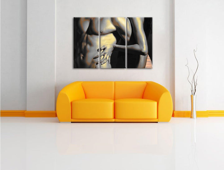 Pixxprint Nacktes Pärchen als Leinwandbild | Grösse: 3 Teilig (120x80) | Wandbild| Kunstdruck | fert