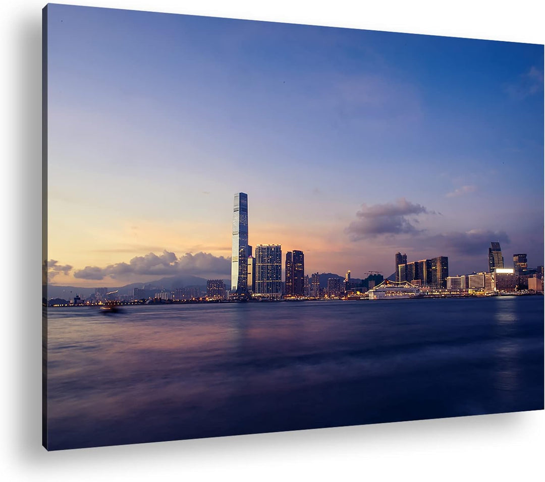 deyoli Küste von Hong Kong Format: 80x60 als Leinwand, Motiv fertig gerahmt auf Echtholzrahmen, Hoch
