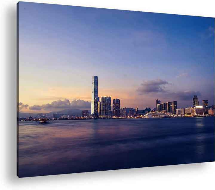 deyoli Küste von Hong Kong Format: 80x60 als Leinwand, Motiv fertig gerahmt auf Echtholzrahmen, Hoch