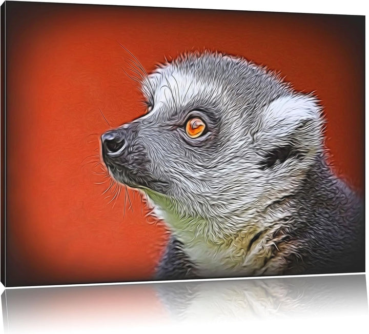 wachsamer Katta Deluxe Format: 100x70 cm auf Leinwand, XXL riesige Bilder fertig gerahmt mit Keilrah