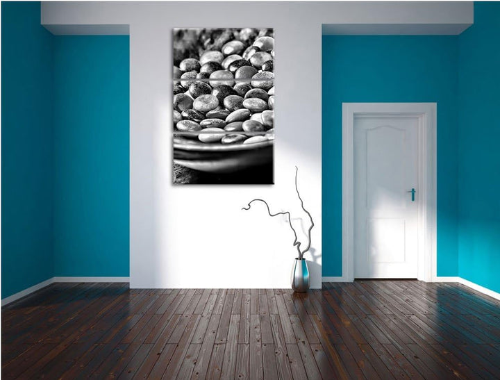 Pixxprint Monocrome, Schokolade Smarties Schoko Süssigkeiten 3-Teiler Leinwandbild 120x80 Bild auf L